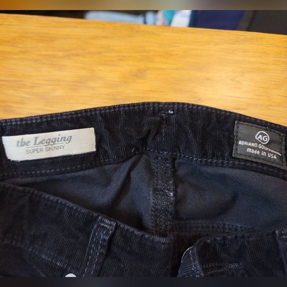 AG Adriano Goldschmied Black Corduroy Legging Super Skinny Jean Size 26 - Picture 3 of 12